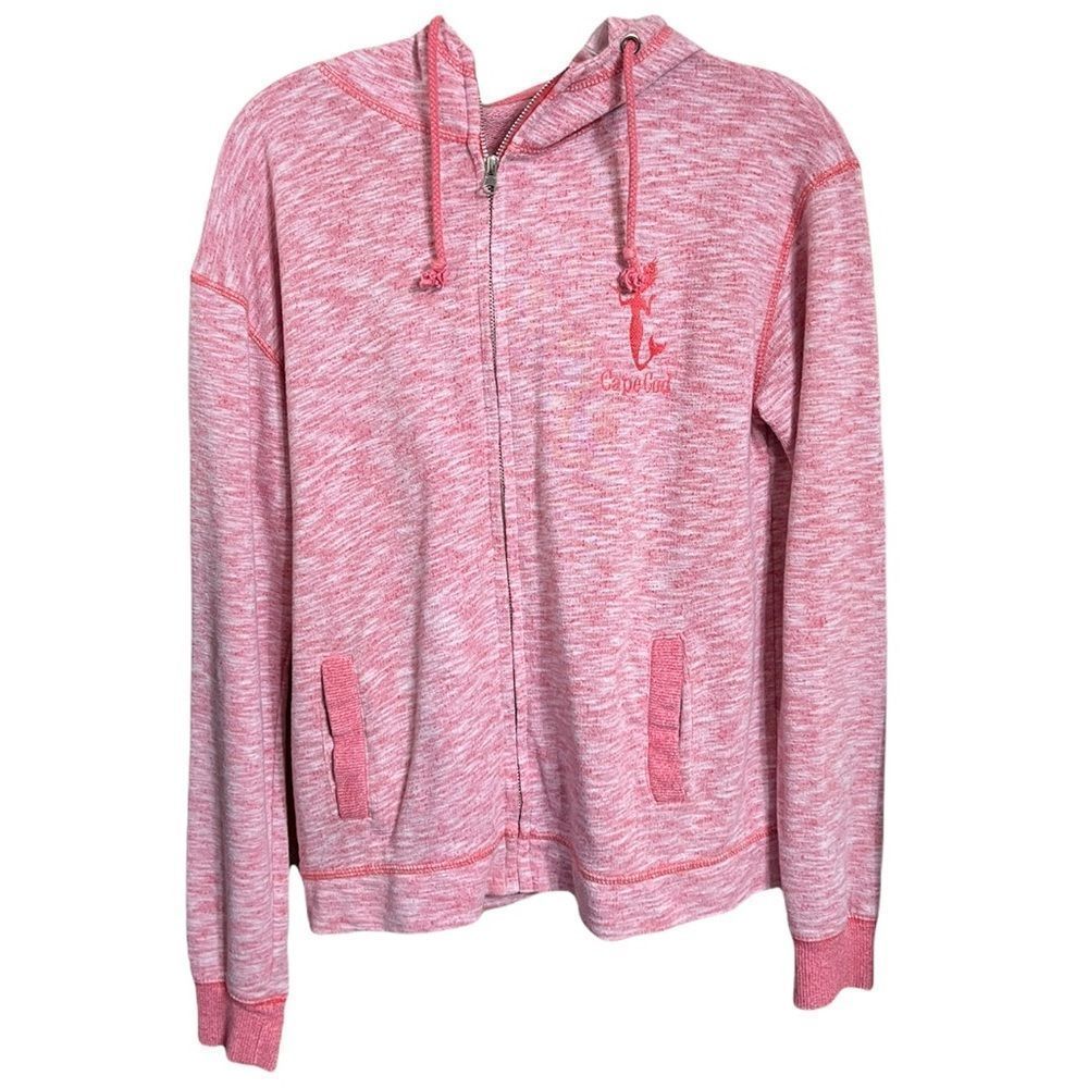 US Apparel Cape Cod Mermaid Coral White Marled Zip Up Hoodie Sz L